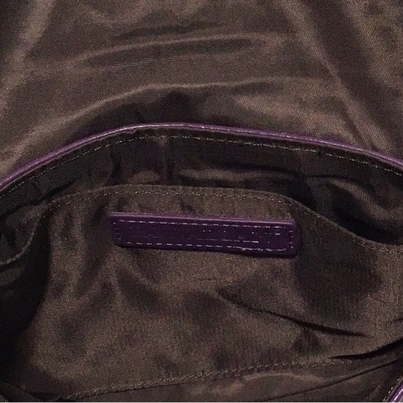 ROWALLAN of Scotland Purple Handmade Leather Mini Turn Key Crossbody Clutch - Picture 11 of 12